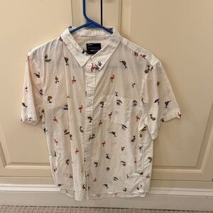 Public Opinion White Shirt with Bird Print